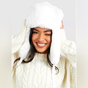 Paul Leinburd by Crowncap. Winter white (real) fur trapper hat (rabbit fur.)